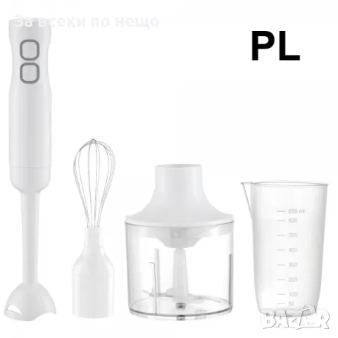 Пасатор с Чопър Rosberg R51112MC, 400W, с Мерителна чаша 650 мл., Приставка за разбиване, Бял Rosber