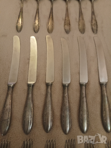 Стари прибори за хранене, посребрени. , снимка 5 - Антикварни и старинни предмети - 44509695