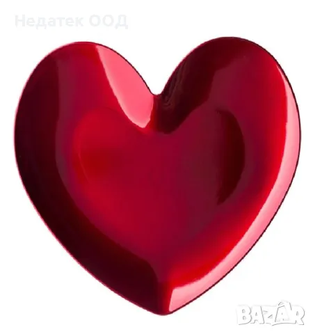 Декоративна чиния в формата на сърце, Червен, 35,5x33 см.