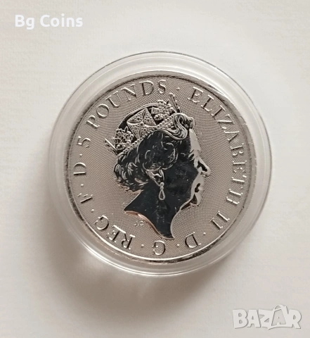 Сребро 2 OZ 2022 Лъв, снимка 2 - Нумизматика и бонистика - 51423604