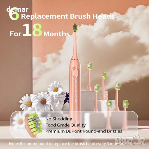 Електрическа четка за зъби, 5 режима, 6 глави за четка, 2-минутен таймер, снимка 7 - Други - 53924065