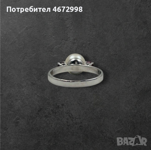 Златен пръстен с перна и гранат 18к, снимка 4 - Пръстени - 53266188