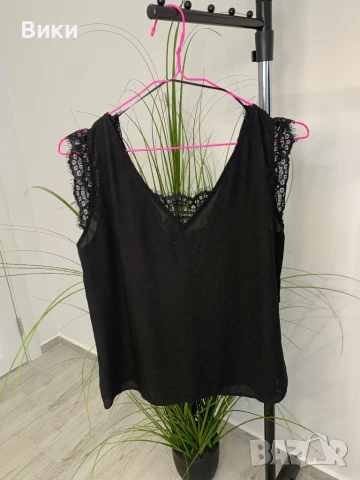 Черен топ с дантела размер S, снимка 5 - Корсети, бюстиета, топове - 51258268