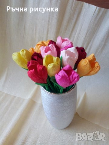 Лалета и други цветя от хартия , снимка 5 - Декорация за дома - 32061320