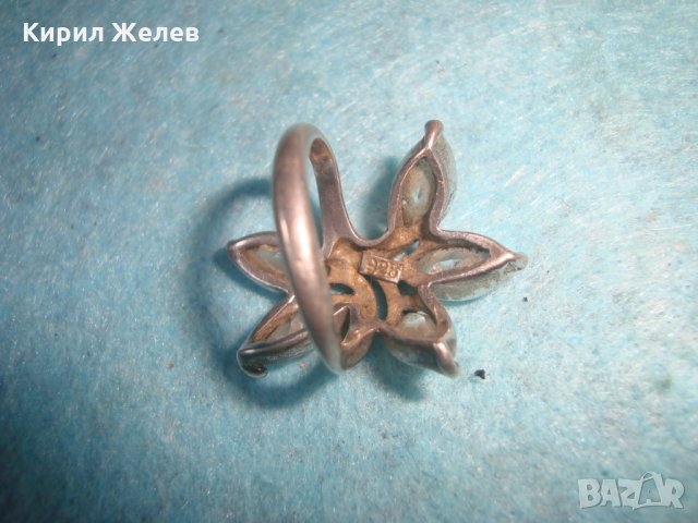 СКЪПОЦЕНЕН СРЕБЪРЕН ПРЪСТЕН ЦВЕТЕ СРЕБРО 925 с ЦИРКОНИ АНГЛИЯ ЮВЕЛИРНА ИЗРАБОТКА АРТ ДЕКО СТИЛ 26889, снимка 6 - Пръстени - 34896143