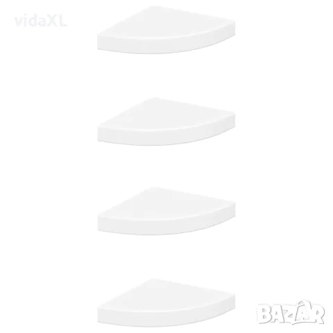 vidaXL Окачени ъглови рафтове, 4 бр, бели, 25x25x3,8 см, МДФ