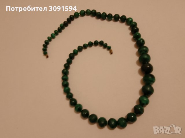 ОГЪРЛИЦА ОТ ЕСТЕСТВЕН ПОЛУСКЪПОЦЕН КАМЪК малахит, снимка 4 - Антикварни и старинни предмети - 42183210