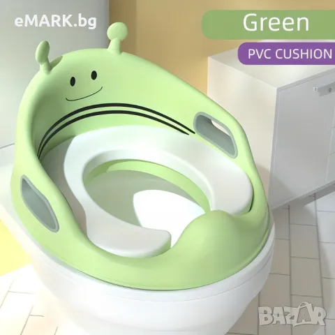 Детска седалка за тоалетна с дизайн на Пчеличка и мека PVC възглавнца и стопери, снимка 1