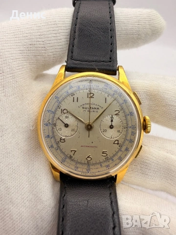 SULTANA Chronograph 18K Solid Gold – Vintage Swiss 1950s
