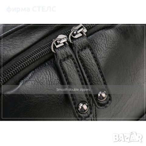 Раница STELS SQ90, Екологична кожа, 43×12.5×30см, Черен, снимка 14 - Раници - 44321904