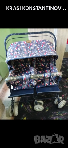 Количка за близнаци, поръчкова изработка, запазена,широка и удобна , снимка 2 - Детски колички - 52819018