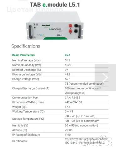 TAB L5.1 Батерия Литиево Железен Фосфат , снимка 3 - Други услуги - 49655387