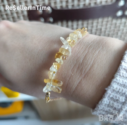 Нова гривна с цитрин, в златисто , снимка 5 - Гривни - 53069604