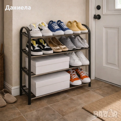 Етажерка за обувки на 4 нива до 12 чифта - стилна и здрава, снимка 3 - Други стоки за дома - 53882288