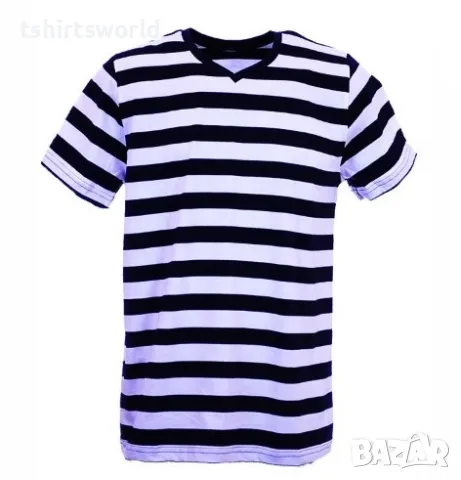 Нова мъжка моряшка тениска на тъмносиньо и бяло райе