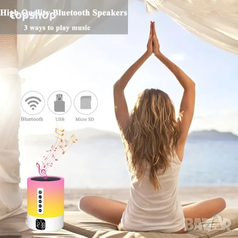 НОВА Bluetooth колонка XSY330 + Многоцветна нощна лампа + Машина за бял шум ( 14 вида ) + Будилник , снимка 6 - Bluetooth тонколони - 50559922