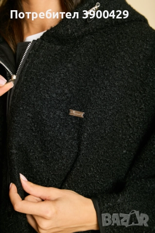 Дамска Вълнена Пелерина с Качулка Rafael - Черно, снимка 5 - Палта, манта - 52183945