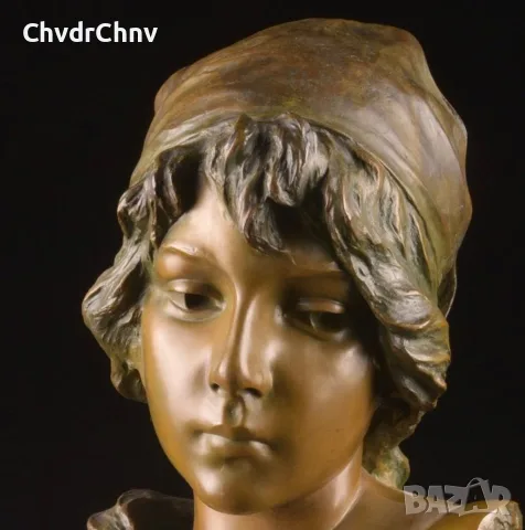 Villanis Mignon 58см-18кг/голяма бронзова фигура-бюст на момиче/Виланис модел Миньон, снимка 15 - Статуетки - 55841725