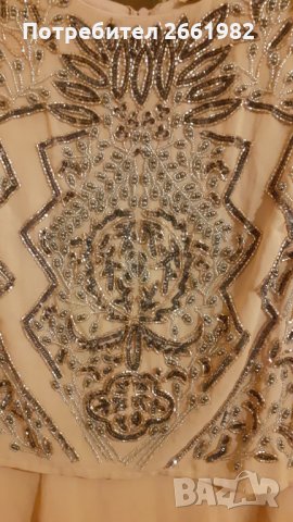 Маркова рокля с бродирани камъни в цвят пепел от роза, снимка 3 - Рокли - 34484602