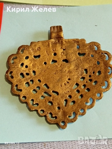Стар възрожденски накит сачан ажурна висулка в формата на сърце 50966, снимка 8 - Антикварни и старинни предмети - 52573461