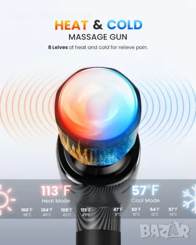 Масажиращ професионален пистолет с подгряване и охлаждане, FITINDEX, снимка 2 - Масажори - 48448346