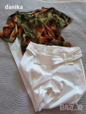 Дамски летен костюм Италия S / М панталон, сако , тениска  , снимка 3 - Костюми - 29161181