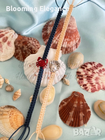 Морски гривни - раче и мида с перла
