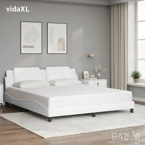 vidaXL Рамка за легло без матрак Zadar, бяла, 180x200 см, изкуствена кожа, снимка 2 - Спални и легла - 56146794