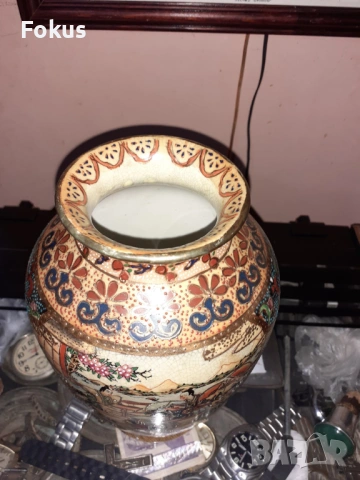 Сатцума Satsuma стара голяма ваза порцелан маркировка, снимка 3 - Антикварни и старинни предмети - 53357840