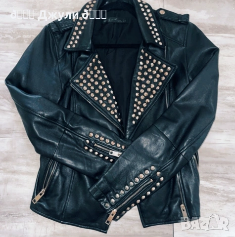 Кожено яке от естествена кожа с капси, снимка 7 - Якета - 53328074