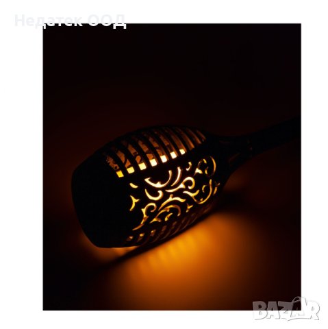 Соларен фенер, LED с ефект на пламък, черен, 49 см, снимка 2 - Огради и мрежи - 44276679