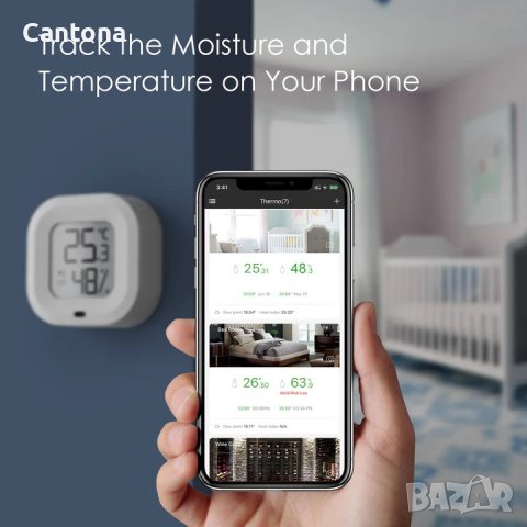 Безжичен термометър-хигрометър, Bluetooth сензор за температура и влажност, мониторинг с APP, снимка 3 - Друга електроника - 40406992