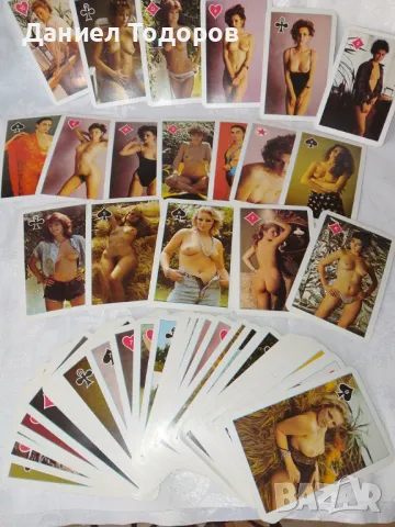 Стари Еротични карти за игра - 55 бр.   с кутийка., снимка 3 - Колекции - 47369344