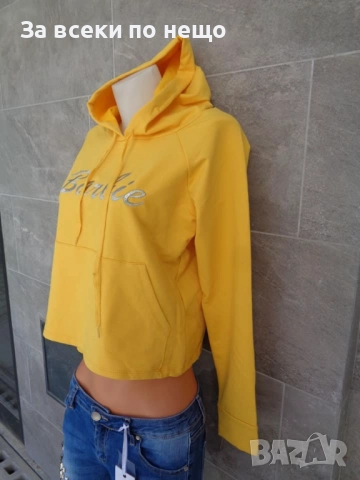 Barbie Дамски Жълт Суитшърт С Дълъг Ръкав И Качулка Барби Код SV-28, снимка 3 - Суичъри - 52499448