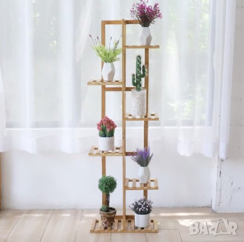 Бамбуков цветарник / стойка за цветя XJJ197-L-G1, снимка 4 - Етажерки - 42838015
