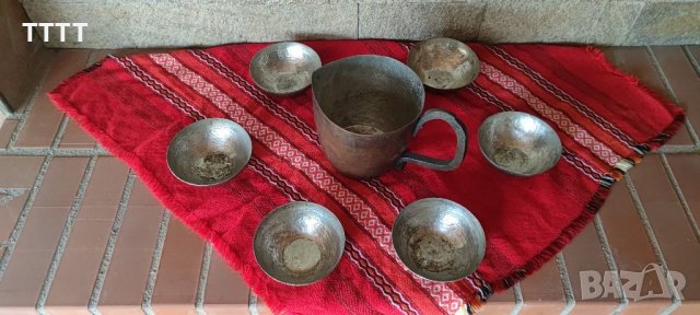 Стар кован меден сервиз за вино , снимка 6 - Антикварни и старинни предмети - 39842509