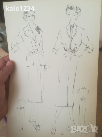Графика. Ретро мода. Дизайнерски модели. Ръчно рисувани. Картина. Облекла. , снимка 11 - Антикварни и старинни предмети - 37542790