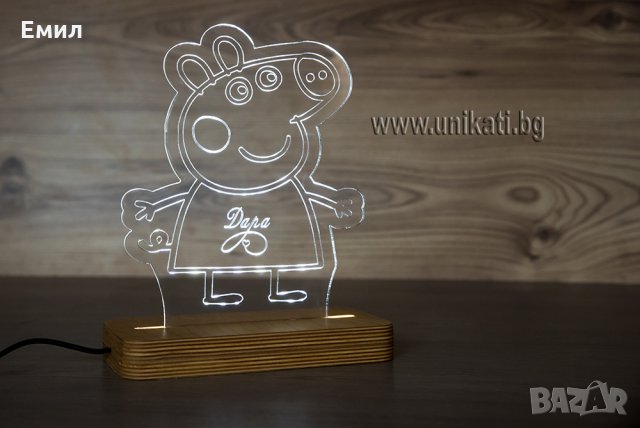 Детска лампа по поръчка Пепа Пиг / Peppa Pig, снимка 1 - Детски нощни лампи - 30008192