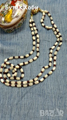 Старинен гердан от естествен седеф и гранати, снимка 6 - Антикварни и старинни предмети - 50444210