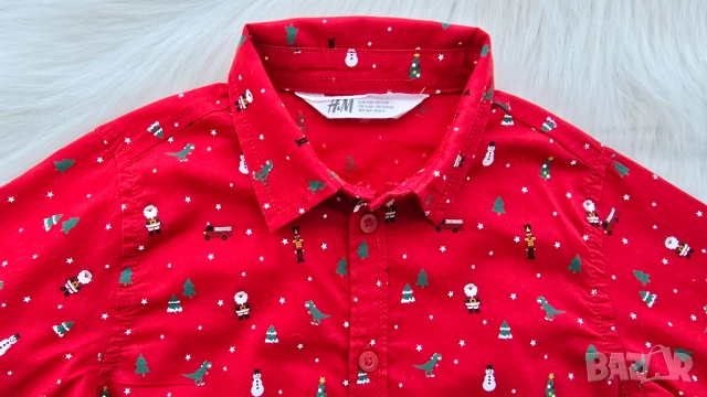 Детска Коледна риза H&M 3-4 години / ръст 104см., снимка 7 - Детски ризи - 52568428