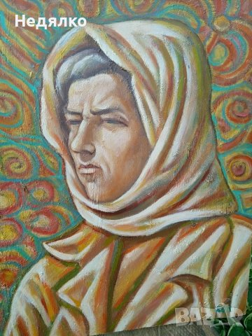 Момиче с ябълки,картина,проф.Стоян Домусчиев , снимка 3 - Картини - 38727395