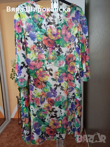 Пъстра полупрозрачна туника за едра дама. Нова, с етикет, внос от Гърция. Размер: XL. , снимка 3 - Туники - 40522138