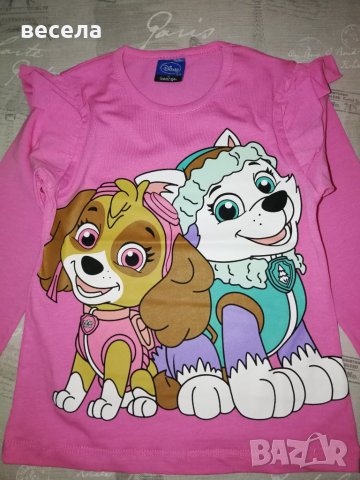 Розови блузи с пес патрул, имат къдрички на ръкавите, снимка 3 - Детски Блузи и туники - 39961483