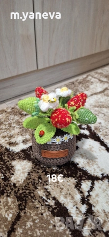 ръчно плетени цветя, снимка 4 - Изкуствени цветя - 53047041