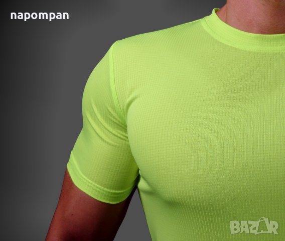 Спортни тениски за фитнес и тичане от бързо съхнеща материя - сигнално зелено, снимка 3 - Тениски - 42368630