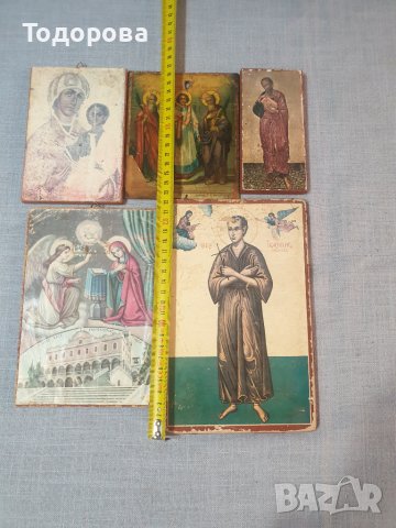Лот 9- стари домашни икони -  5 броя, снимка 7 - Антикварни и старинни предмети - 44629968