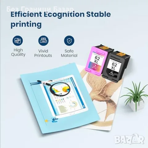 Нови 62XL Ink Cartridge за HP Envy OfficeJet Черна и Цветна Мастилница 2 броя принтер мастило печат, снимка 4 - Консумативи за принтери - 56124352