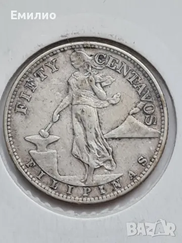 ФИЛИПИНИТЕ. 50 ЦЕНТАВОС 1944-S, снимка 3 - Нумизматика и бонистика - 50195324