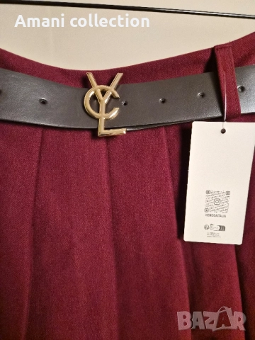 Плисирана пола от вълна с коланче, снимка 10 - Поли - 52308019