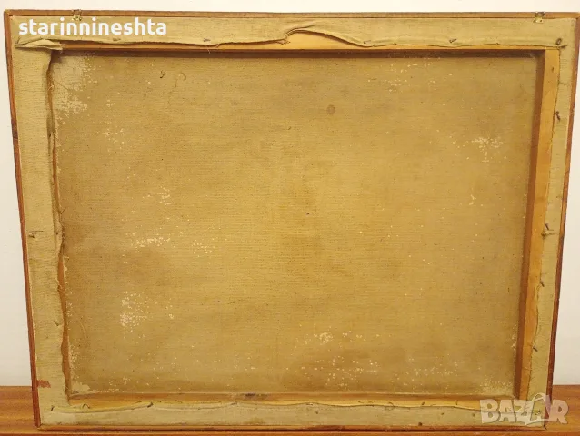 Репродукция стара българска картина масло платно Лов на лъвове 1920-1940г старинна картина, снимка 7 - Антикварни и старинни предмети - 55776499